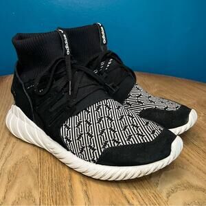 adidas Tubular Doom Primeknit Sneaker Athletic Sock Shoes Black White Men’s 9.5
